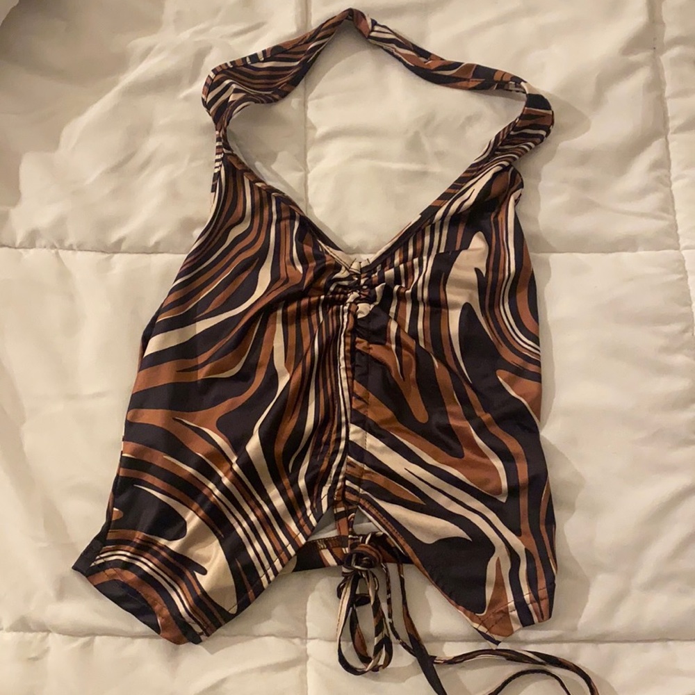 NWOT Shein Swirl Ruched Halter Top